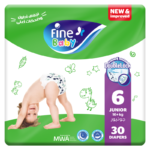 Fine Baby junior Jumbo Diapers , Double Lock Pack ,Size 6, 16+ Kg, 30 Diapers