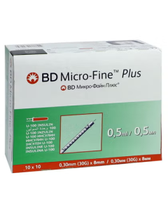 BD Micro-Fine Plus Insulin Syringe 0.5ml 30G 8mm 100 Pieces